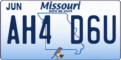 MO license plate AH4D6U