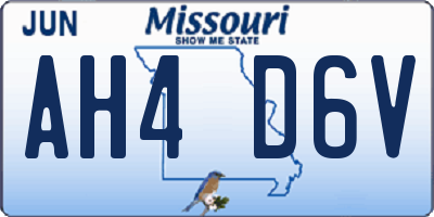 MO license plate AH4D6V