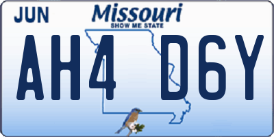 MO license plate AH4D6Y