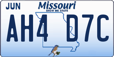 MO license plate AH4D7C