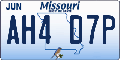 MO license plate AH4D7P