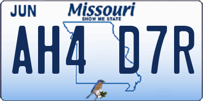 MO license plate AH4D7R