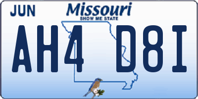 MO license plate AH4D8I