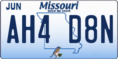 MO license plate AH4D8N