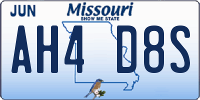 MO license plate AH4D8S