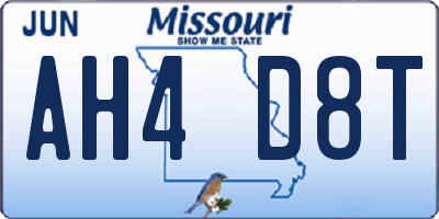 MO license plate AH4D8T