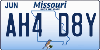 MO license plate AH4D8Y
