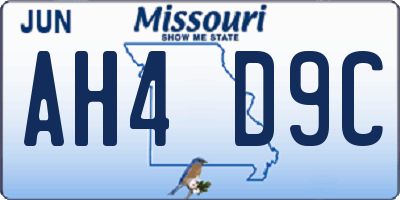 MO license plate AH4D9C