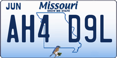 MO license plate AH4D9L