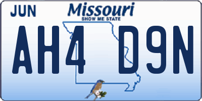 MO license plate AH4D9N