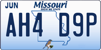 MO license plate AH4D9P