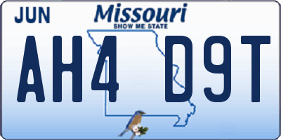 MO license plate AH4D9T