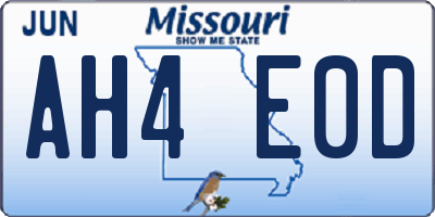 MO license plate AH4E0D