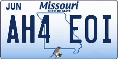 MO license plate AH4E0I