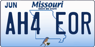 MO license plate AH4E0R