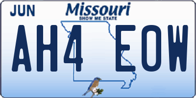 MO license plate AH4E0W