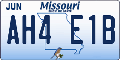 MO license plate AH4E1B