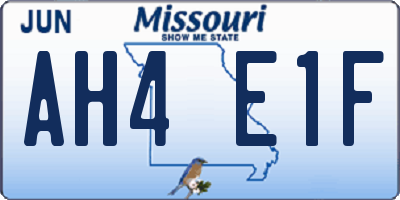 MO license plate AH4E1F
