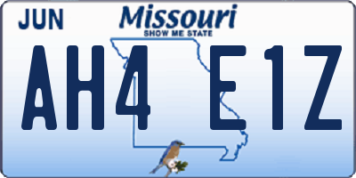 MO license plate AH4E1Z