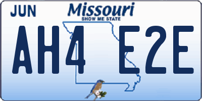 MO license plate AH4E2E