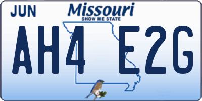 MO license plate AH4E2G