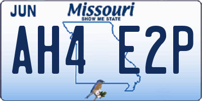 MO license plate AH4E2P