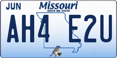MO license plate AH4E2U