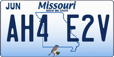MO license plate AH4E2V