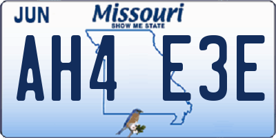 MO license plate AH4E3E