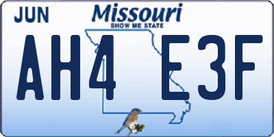 MO license plate AH4E3F