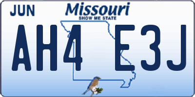 MO license plate AH4E3J