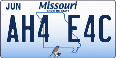MO license plate AH4E4C