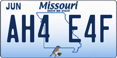 MO license plate AH4E4F