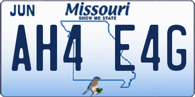 MO license plate AH4E4G
