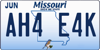 MO license plate AH4E4K