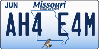 MO license plate AH4E4M
