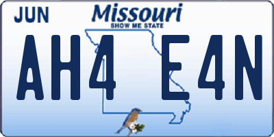 MO license plate AH4E4N