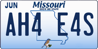 MO license plate AH4E4S