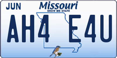 MO license plate AH4E4U