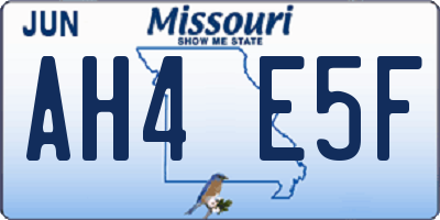 MO license plate AH4E5F