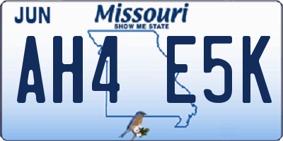 MO license plate AH4E5K
