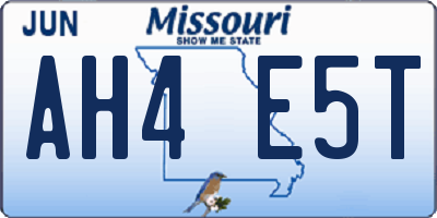 MO license plate AH4E5T