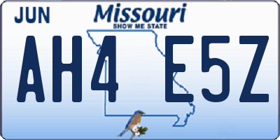 MO license plate AH4E5Z