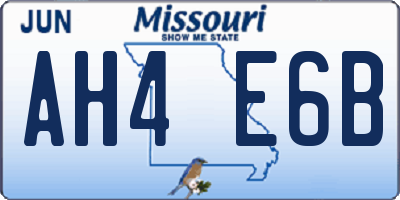MO license plate AH4E6B