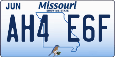 MO license plate AH4E6F