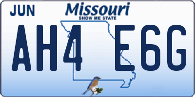 MO license plate AH4E6G