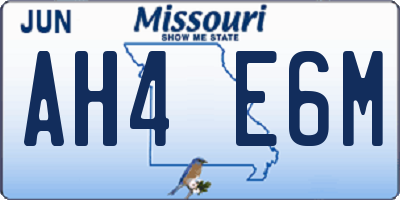 MO license plate AH4E6M