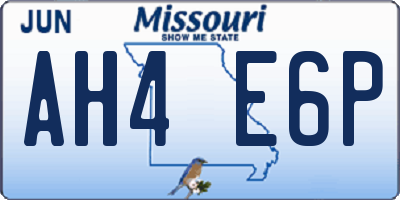 MO license plate AH4E6P
