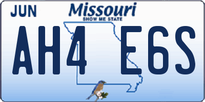 MO license plate AH4E6S