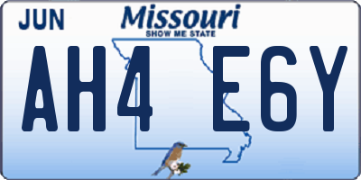 MO license plate AH4E6Y
